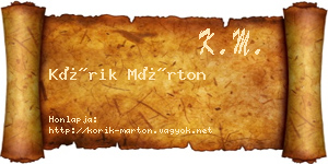 Kórik Márton névjegykártya