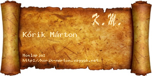 Kórik Márton névjegykártya